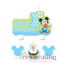 Mickey Mouse 1st Birthday Party Candles 4pk