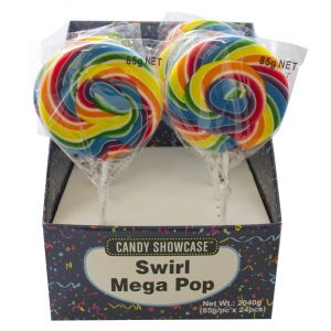 Rainbow Jumbo Swirly Lollipops - 24 Pack