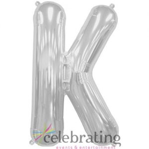 14in Silver Letter K Air-fill Foil Balloon
