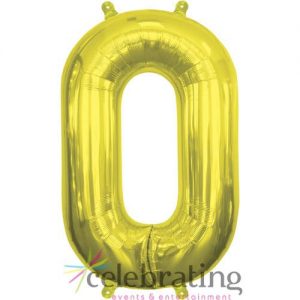 14in Gold Number 0 Air-fill Foil Balloon