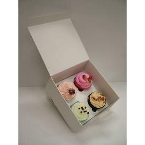 4 Hole White Cupcake Box
