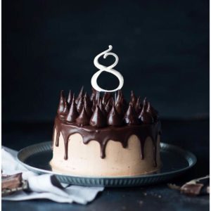 SILVER Cake Topper (7cm) - NUMBER 8